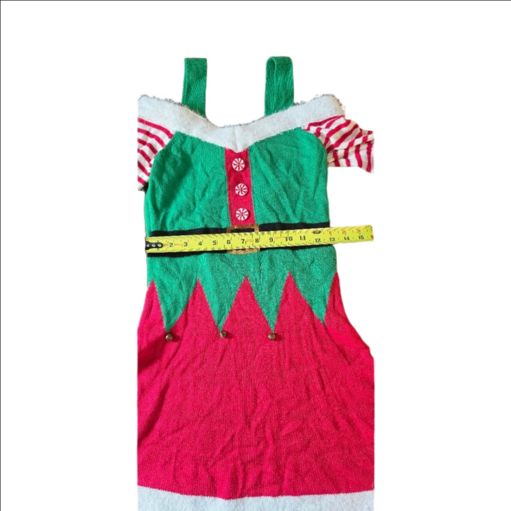 Christmas Green and Red Elf Sweater Dress - Picture 5 of 8